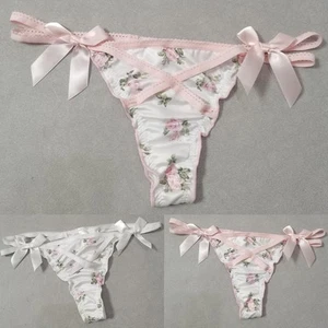 Cute Lovely Satin Gstring Thong Panties with Ruffle Design for Sweety Girls - Picture 1 of 16