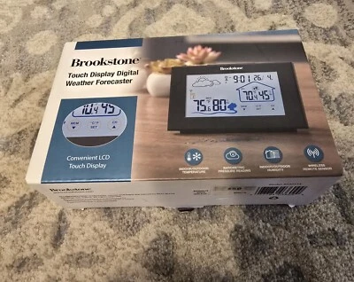 Brookstone Touch Display Digital Weather Forecaster INDOOR & OUTDOOR TEMP  - Image 1 of 4