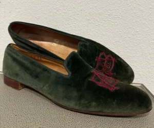 Bespoke John Lobb Albert Green Velvet Monogram Slipper US 11 (2.300 $) - Bild 1 von 21