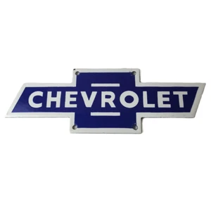Vintage Chevrolet Sign - Porcelain Bow Tie Garage Auto Gas Pump Sales Sign - Picture 1 of 14