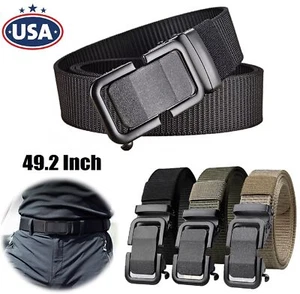 Men's Tactical Ratchet Belt Nylon Web Belts Automatic Slide Buckle Men Gift USA - Picture 1 of 20