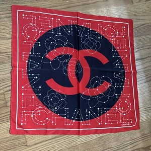 VTG Chanel Women's Multicolor Silk Square Scarf 23”Flowers Red White Blue CC - Picture 1 of 10