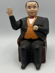 Cast Iron Man in Chair Coin Bank Hand Painted Vintage - Picture 1 of 5