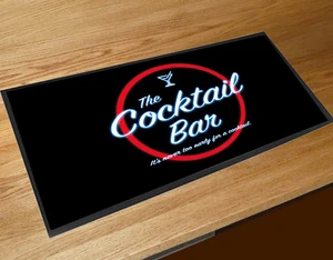 The Cocktail bar 80's neon style bar runner mat pubs and clubs & cocktail lounge - Picture 1 of 1