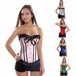 Burlesque Korsett Mieder Träuschen Dessous Bustier Satin Body Shaper Schnürung - Bild 1 von 35