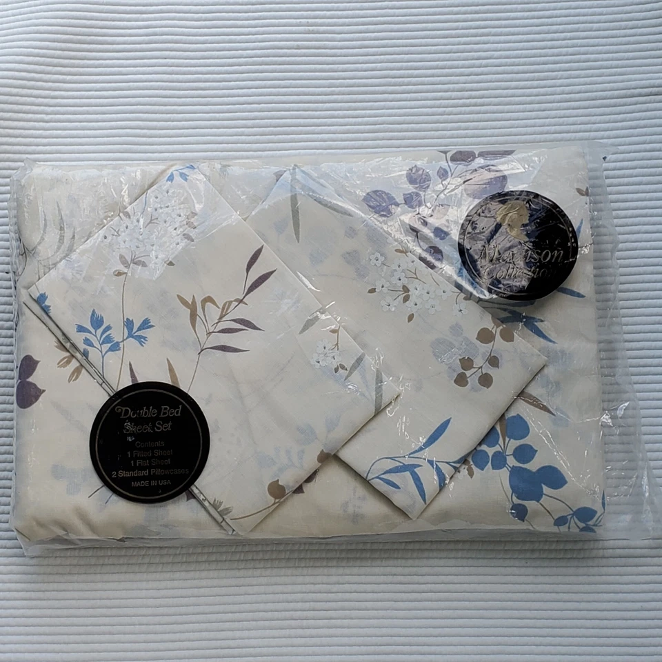 Juego de Sábanas Madison Planas Ajustadas Azul Floral Años 90 Años 90 Y2K Poliéster Algodón Foto 1 de 4