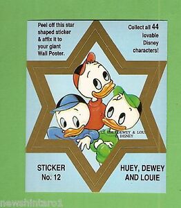 #D544. DISNEY STAR  STICKER CARD #12  HUEY, DEWEY AND LOUIE, BLUE