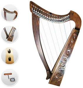 22 Strings Levers Harp Celtic Solid Rosewood Hand Made natural with FREE Bag - Picture 1 of 6