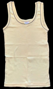 Canotta vintage anni '70 battitore muscolare singola e decorativa cucita cotone morbido NOS S/M - Foto 1 di 8