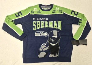Richard Sherman 2XL Ugly Christmas Sweater Seattle Seahawks LOB NWT - Picture 1 of 7