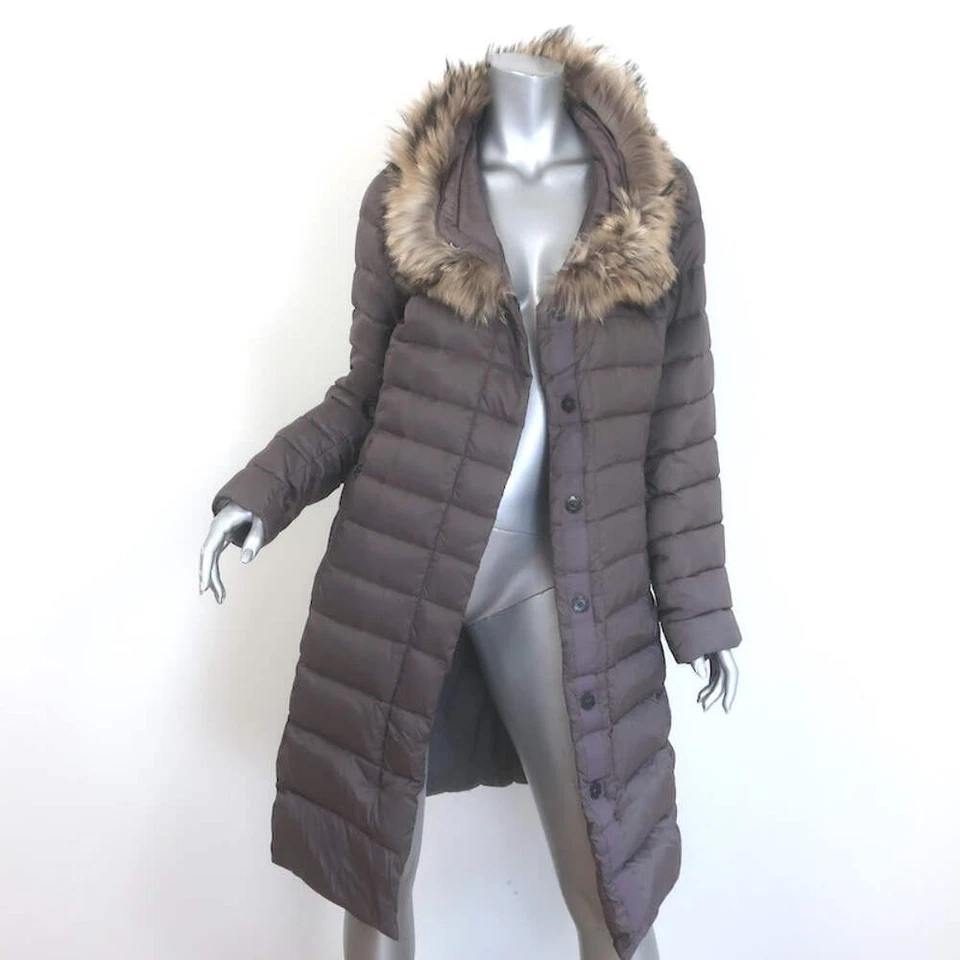Abrigo acolchado Bogner con cuello de piel gris malva talla US 8 Foto 1 de 4