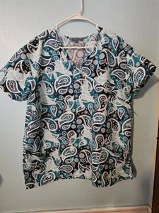 Wear For Care Brand Multicolor Paisley Type Print Scrub Top - sz XL - Picture 1 of 4