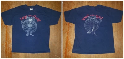 Camiseta De Colección Años 90 Doble Cara Grande y En Cargo Gato Atigrado Azul Cuadrada Hanes L Foto 1 de 4