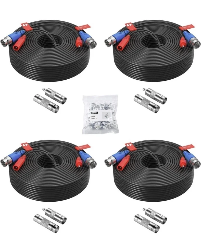 ZOSI 100ft HD CCTV Video Power Wire for Security Camera DVR System - 4 Pieces... - Image 1 of 1