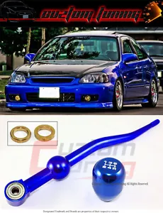 FOR 1988-2000 HONDA CIVIC BLUE DUAL BEND SHORT THROW SHIFTER+ SHIFT KNOB COMBO - Picture 1 of 3