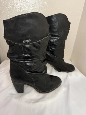 Diesel Boots Women Size 39 EUR/ 8.5 US black Leather Boots Slouch Nwt  - Image 1 of 4