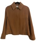 Vince Crop Wool Womens Jacket L Large Vicuna Brown Collared Button Coat $595