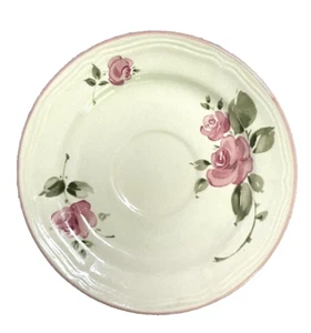 Vintage Gibson Housewares ROSELAND Print China Saucer Plate Pink Roses & Trim - Picture 1 of 4