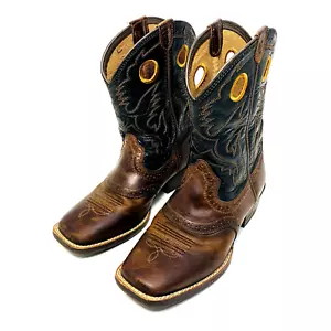 Ariat Rough Stock Leather Cowboy Boots Western 10016239 Young Mens Sz. 3.5 Brown - Picture 1 of 11