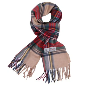 Women's Scarf Camel Stewart Plaid Tartan Long Warm Soft for Winter 72"x12" - Picture 1 of 2
