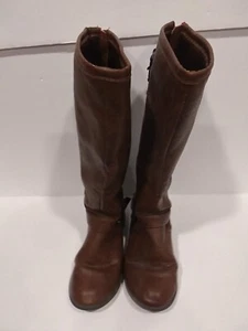 Cherokee Girls Brown Leather Knee High Zip-Up Riding Boots Size 1 - Picture 1 of 4