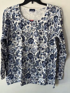 NWT Basic Editions Sweater Floral Delft Floral Pullover Blue XXL - Picture 1 of 5