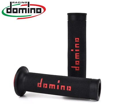 MANOPOLE DOMINO A010 MOTO SCOOTER STRADALI Nero Rosso ON ROAD RACING Forate - Immagine 1 di 4