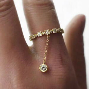 18k Yellow Gold Plated Fashion Women Rings White Sapphire Wedding Rings Sz 6-10