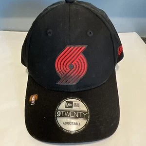 New Era 9twenty Mens Black NBA Portland Trail Blazers Adjustable Strapback Hat - Picture 1 of 7
