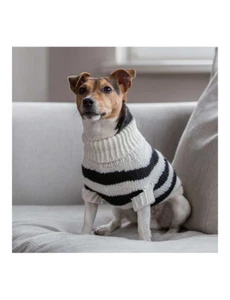 Dog sweater turtle neck black and Ivory stripe - Picture 1 of 11