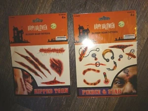 Halloween Temporary Tattoos Body Tattoo Sticker Scar Blood Fake ~ 4 sheets - Picture 1 of 3
