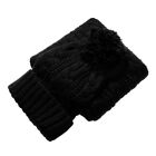 Women Soft Winter Warm Neckwarmer Thick Knit Beanie Cap+Scarf Hat And Scarf Set