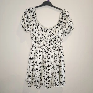 Ally fit and flare black and white knee length women's dress, size 12/M, New - Picture 1 of 6