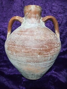 Primitive 15" Terracotta Amphora Water Jug Spanish Turkish Coil Made 1800's Nice - Picture 1 of 24