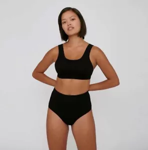 Organic Basics Black Rib Flex Super High Rise Brief Underwear Panties Small NWT - Picture 1 of 8