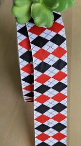 5/8, 7/8 & 1.5" (1YD) Harlequin Grosgrain Ribbon Argyle Colorful Diamond Print - Picture 1 of 2
