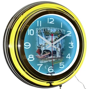 15" Retirement Portfolio Ready to Reap The Dividend$! Double Neon Clock (Yellow) - Picture 1 of 6