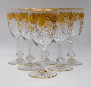 6 St. Louis Gold Gilded "Massenet" Water Goblets Circa 1920 - Picture 1 of 7
