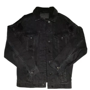 American Eagle AE AEO Distressed Oversized Boyfriend Black Jean Jacket Women XS - Picture 1 of 3