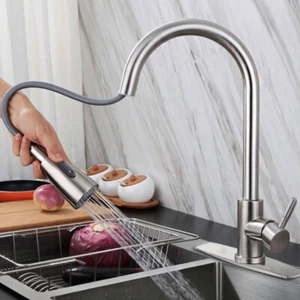 Kitchen Elisa Pull Out Spray Modern Kitchen Mixer Tap Single Lever Swivel Spout - Picture 1 of 6