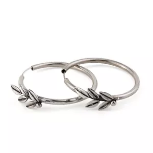 Olive Wreath Hoop Earrings in Sterling Silver, Leaf Earrings, Greek Jewelry - Picture 1 of 4