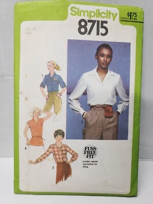 Simplicity Sewing Pattern 8715 Size 14 Misses Blouse & Tie Belt -Cut Complete- - Image 1 of 4