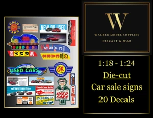 Calcomanías de letrero troqueladas a escala 1:18 - 1:24 usadas/venta de auto nuevo. Diorama de coche. Juego 2 - Imagen 1 de 2