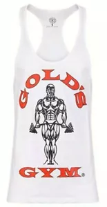 🏅UK 2XL Gold's Gym. Genuine Mens Muscle Joe Stringer Vest. White/Red. New+tags - Picture 1 of 12