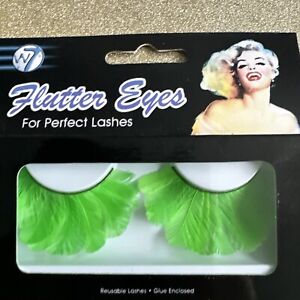 Neon Green Flutter Feather False Eye Lashes Reusable Lashes Glue Enc Hocus Pocus