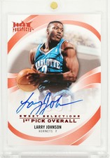 2008-09 FLEER RED HOT AUTOGRAPH AUTO #/5 LARRY JOHNSON CHARLOTTE HORNETS MINT LJ