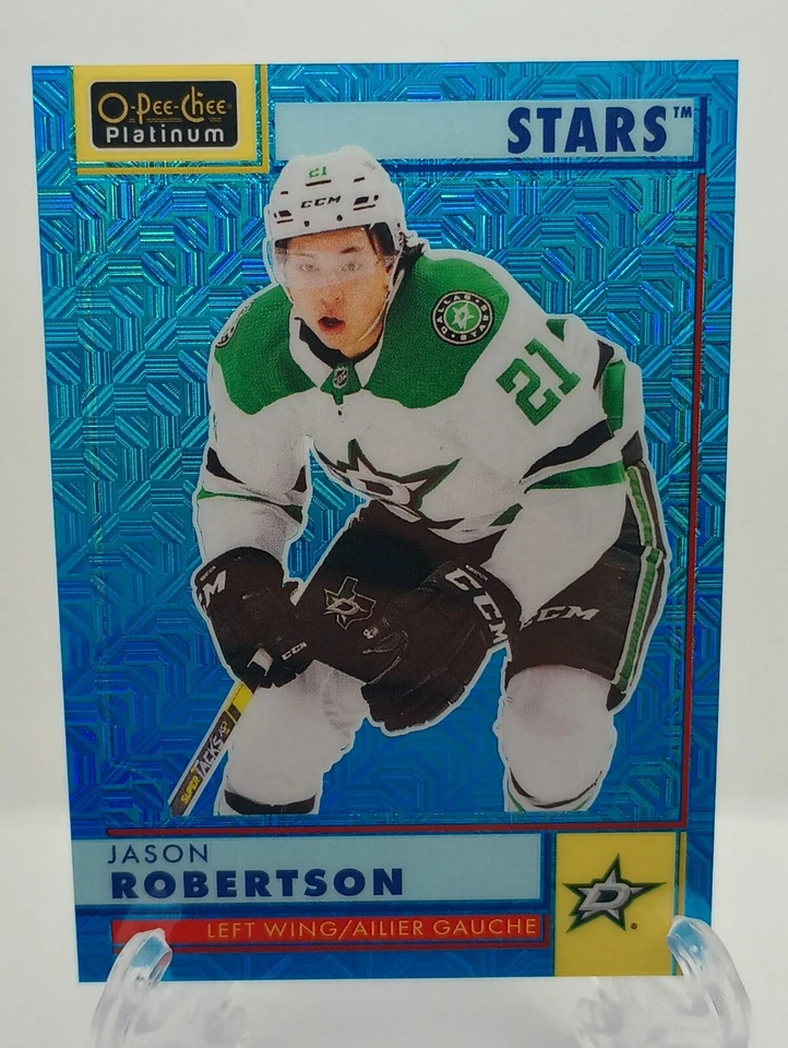 2022-23 O-Pee-Chee Platinum Retro Blue Traxx /199 Jason Robertson #R-40 Stars - Image 1 of 2