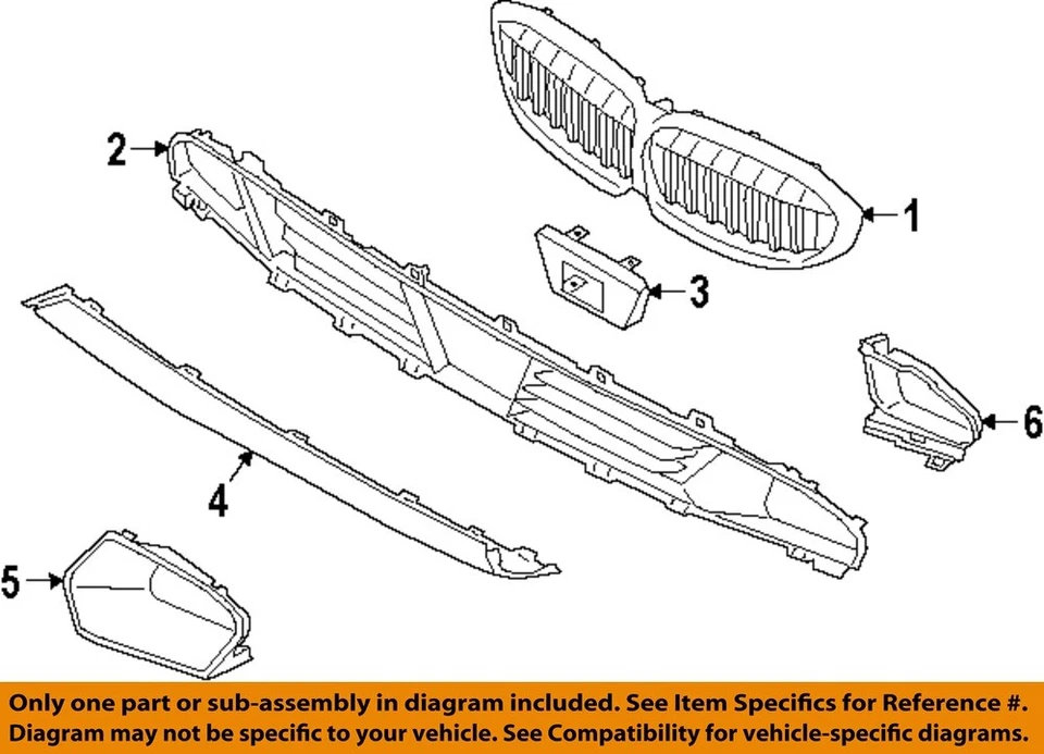 Componentes de grade BMW OEM 19-25 330e xDrive - grade inferior 51117464258 - Imagem 1 de 1