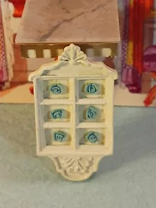 Handmade Miniature 1:12 White Decorative Frame W/Blue Roses  - Picture 1 of 4