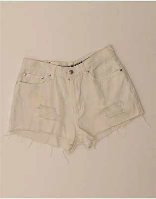 TOMMY HILFIGER Womens Distressed Denim Shorts US 6 Medium W28 White Cotton CI03 - Image 1 of 4
